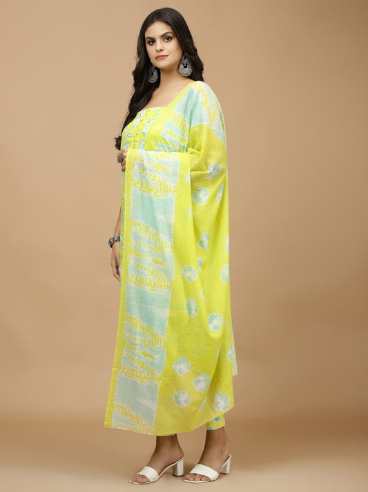 Printed Cotton Unstitched Suit With Dupatta