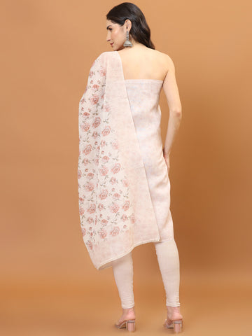 Printed Cotton Blend Unstitched Suit With Dupatta