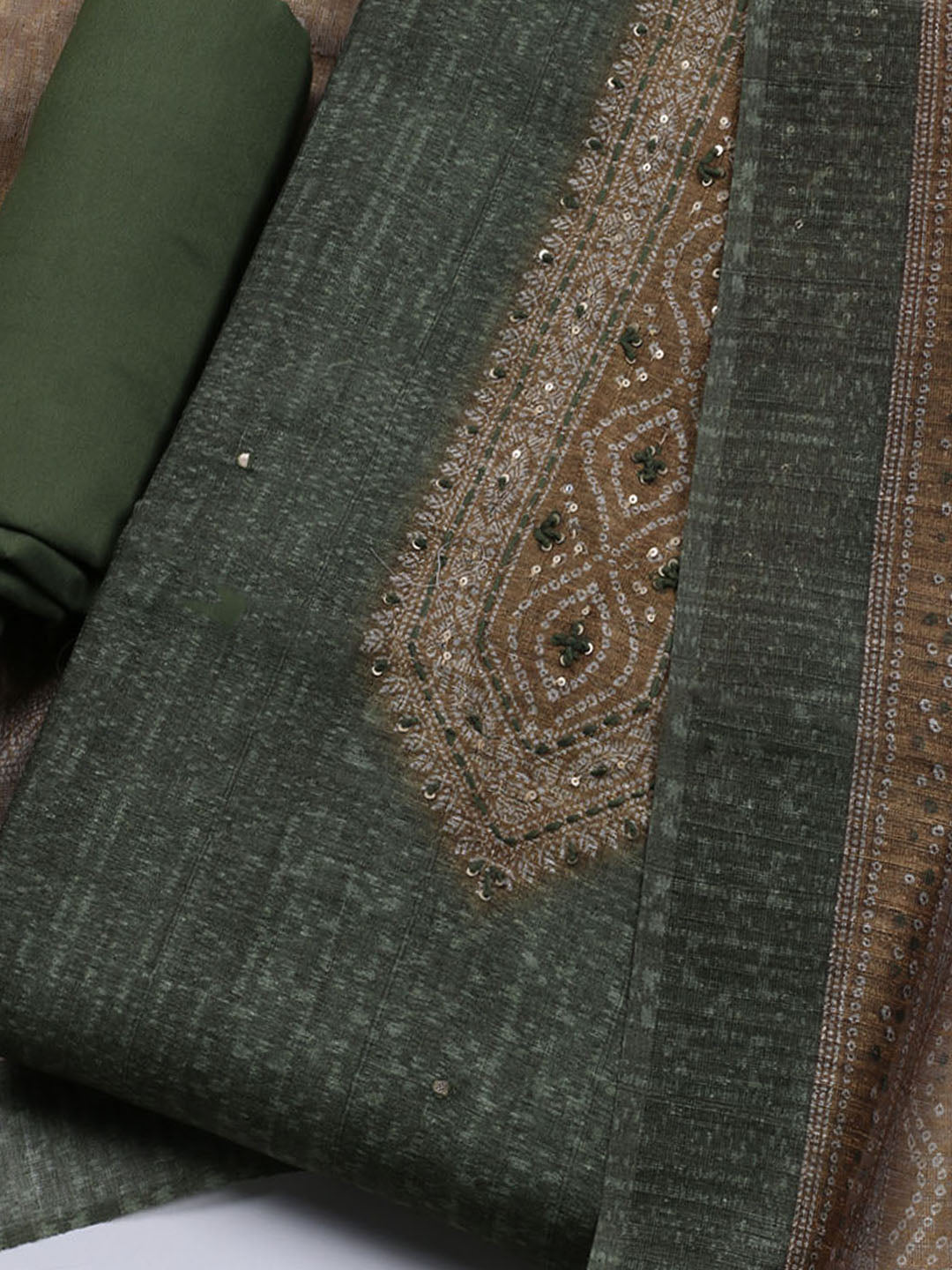Printed Chanderi Unstitched Suit With Dupatta