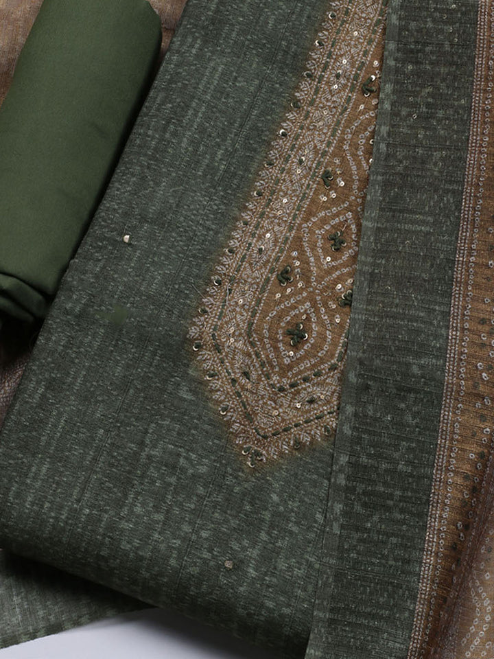 Printed Chanderi Unstitched Suit With Dupatta