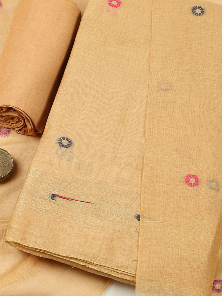 Embroidered Chanderi Unstitched Suit With Pant &amp; Dupatta