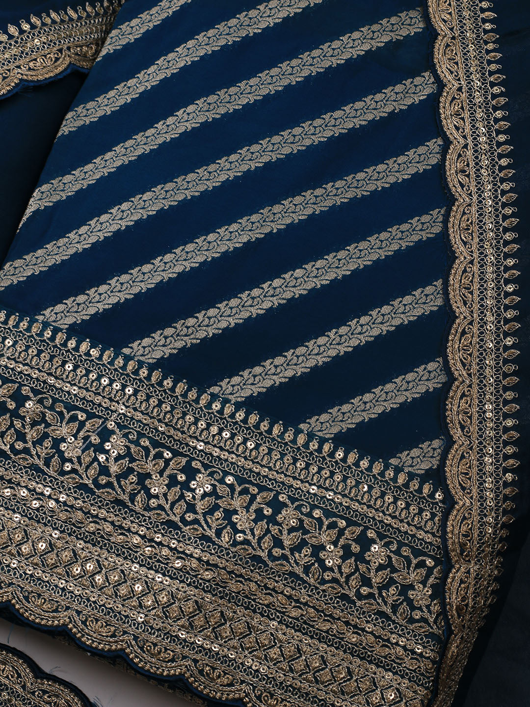 Zari Jaal Art Silk Unstitched Suit Piece With Dupatta