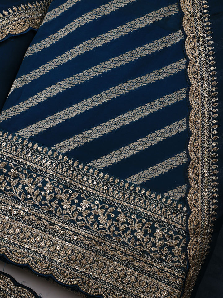 Zari Jaal Art Silk Unstitched Suit Piece With Dupatta