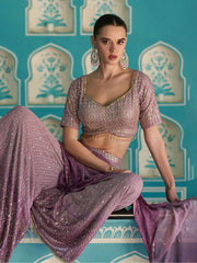 Embroidered Georgette Choli With Plazzo