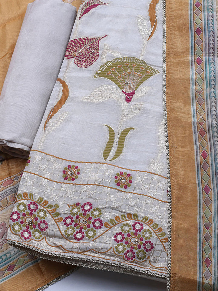 Woven Tissue  Unstitched Suit With Dupatta