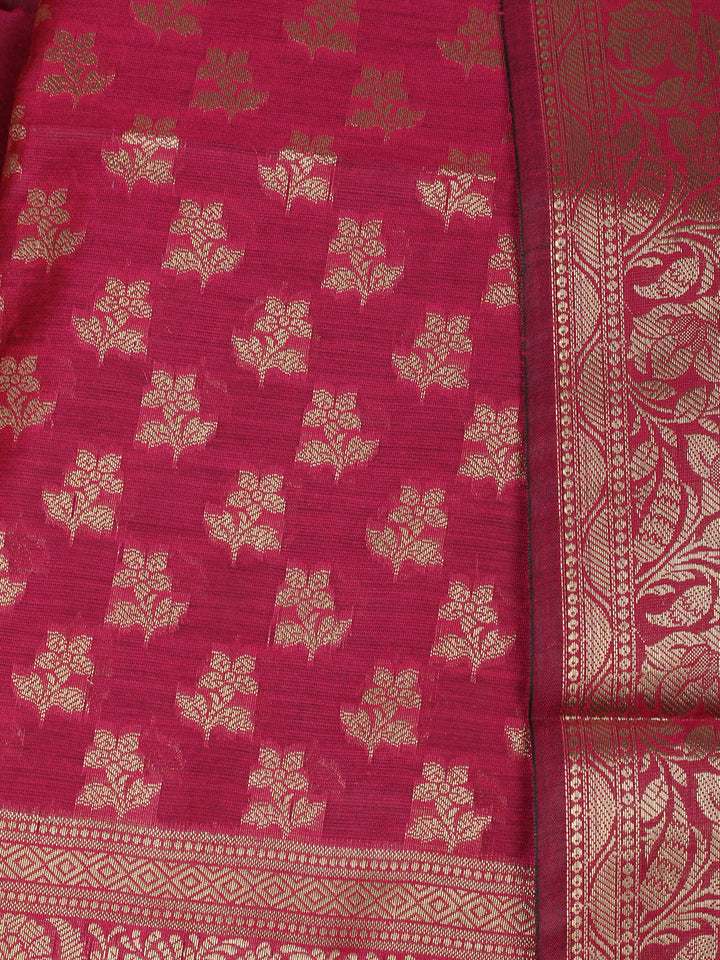 Woven Design Chanderi Unstitched Suit With Pant &amp; Dupatta