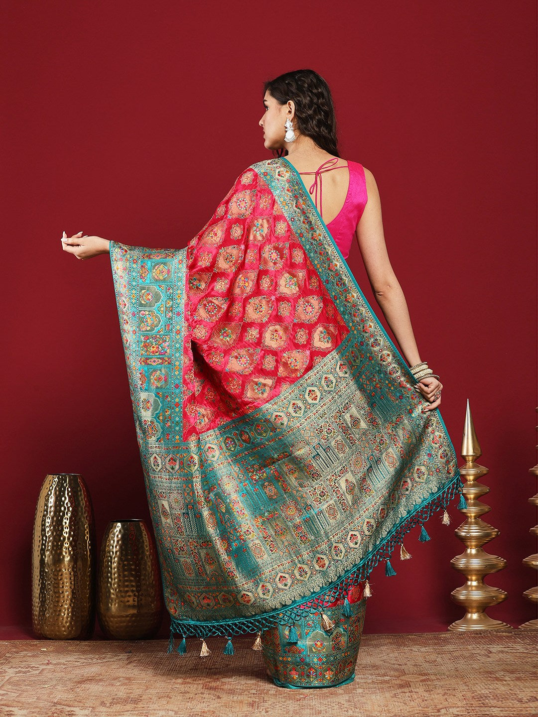 Woven Design Satin Saree