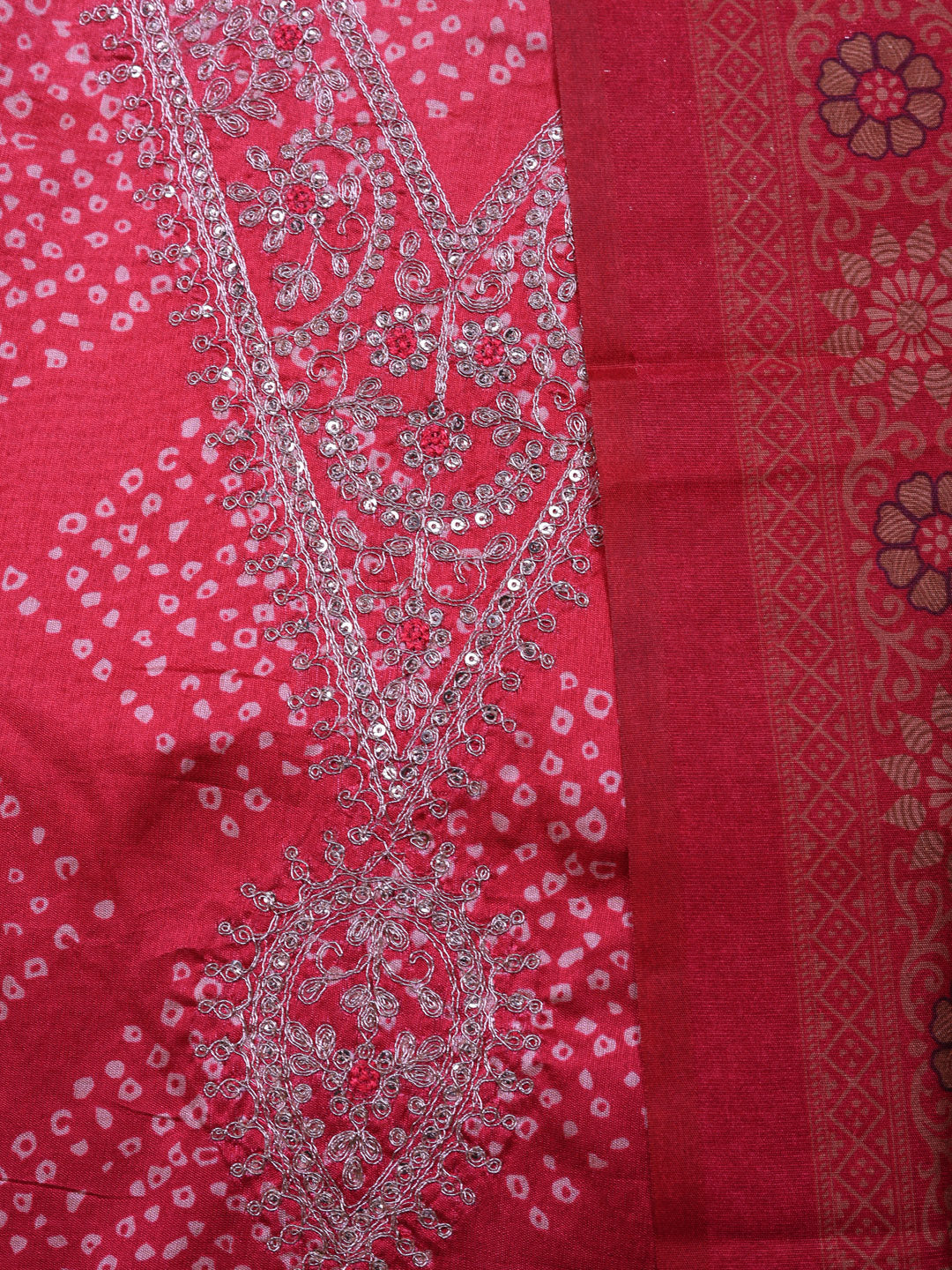Embroidered Cotton Unstitched Suit With Pant &amp; Dupatta