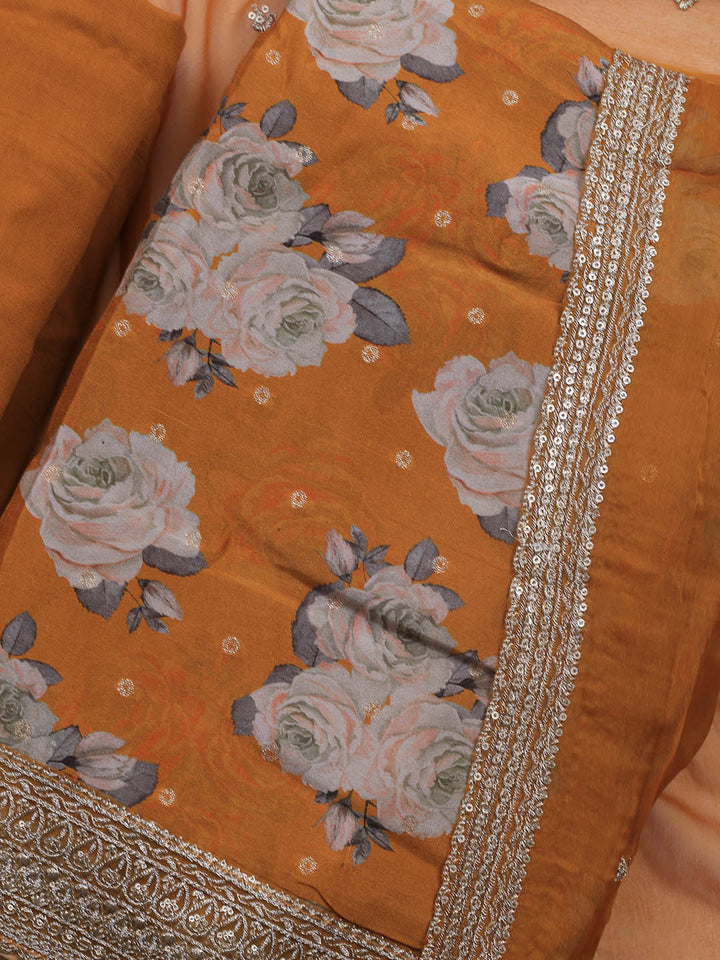 Printed Crepe Unstitched Suit With Dupatta