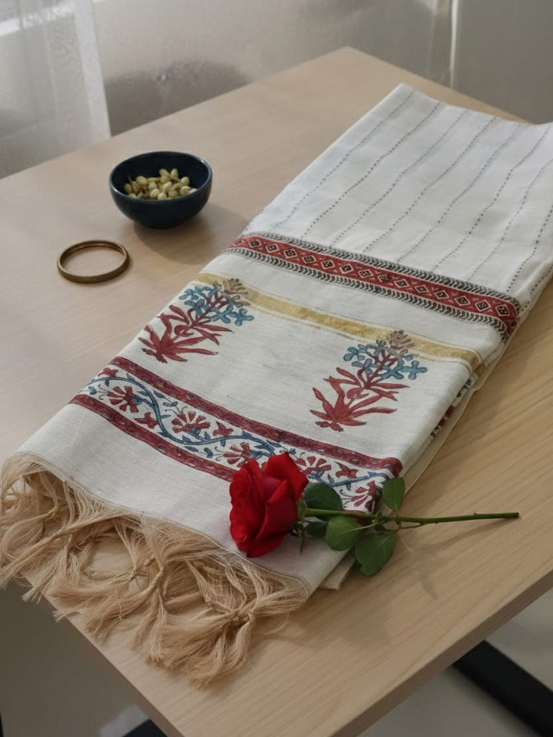 Embroidered Cotton Blend Unstitched Suit With Pant &amp; Dupatta