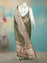 Printed Art Silk Aqua Green Saree
