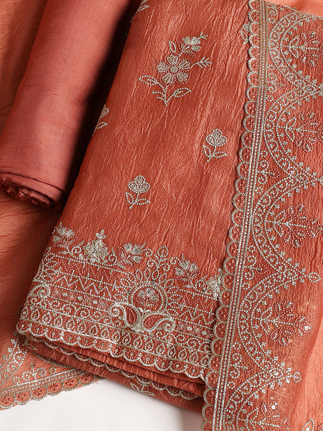 Embroidered Tissue Unstitched Suit With Dupatta