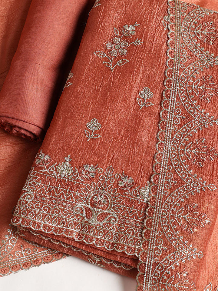 Embroidered Tissue Unstitched Suit With Dupatta