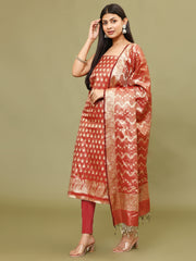 Woven Chanderi Unstitched Suit With Dupatta