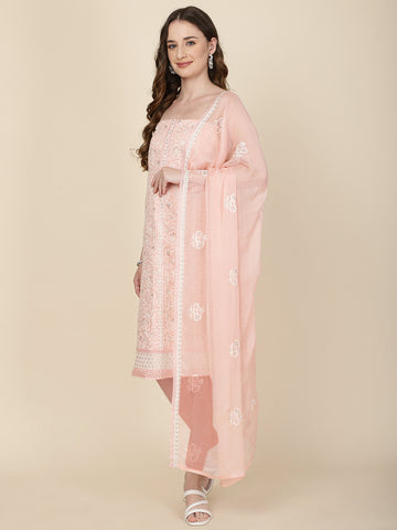 Embroidered Cotton Blend Unstitched Suit Piece With Dupatta