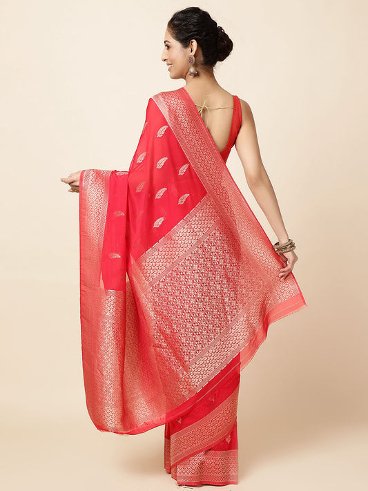 Zari Booti Border Crepe Woven Saree