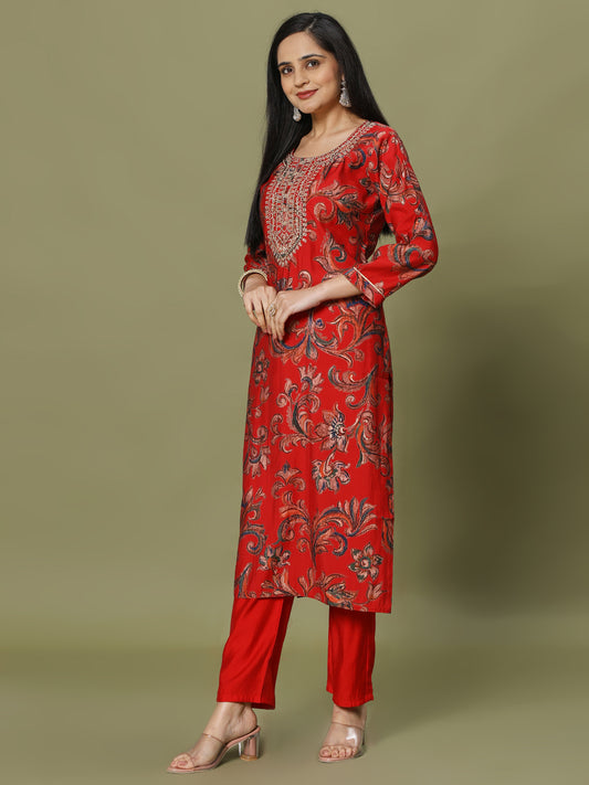 Digital Printed Muslin Kurta With Pants