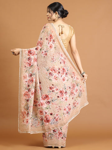 Printed & Stone Work Georgette Saree