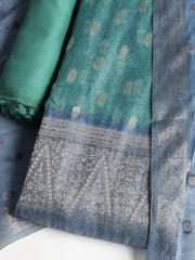 Neck Embroidered Chanderi Unstitched Suit With Dupatta