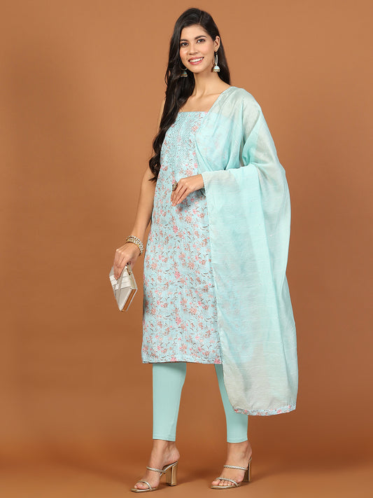 All Over Embroidered Cotton Blend Unstitched Suit Piece With Dupatta