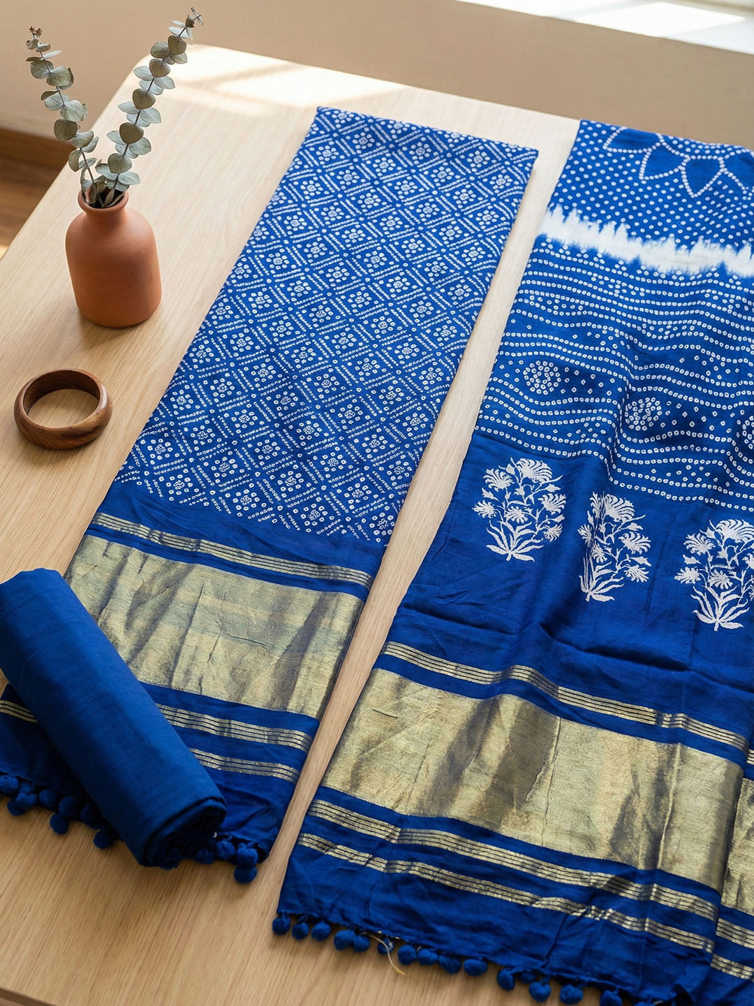 Digital Printed Cotton Blend Unstitched Suit With Pant &amp; Dupatta