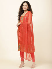 Neck Embroidered Handloom Unstitched Suit With Dupatta