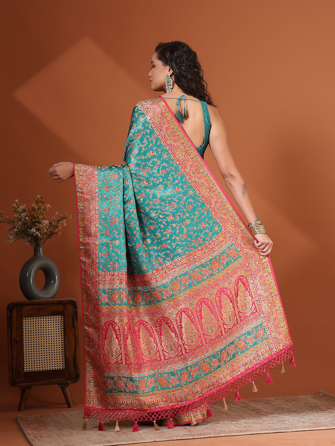Woven Design Satin Saree