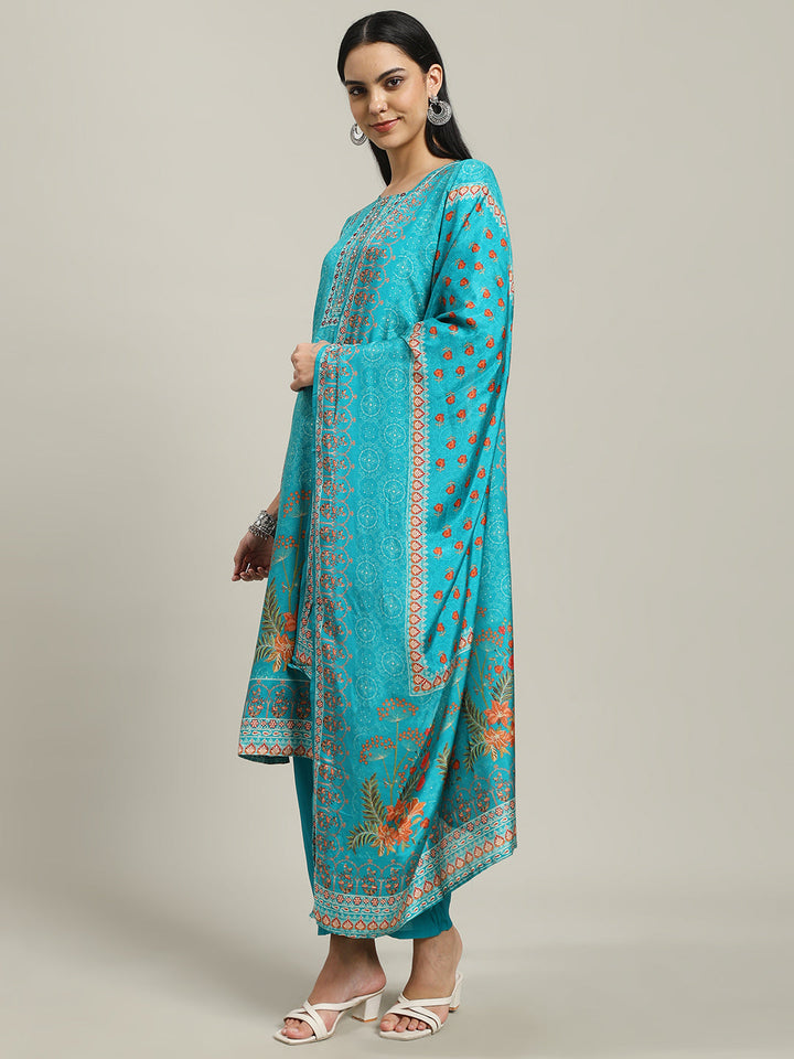Printed Muslin Kurta With Pants &amp; Dupatta