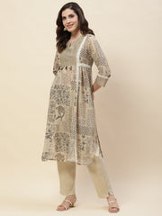 Printed Cotton Kurta With Pants