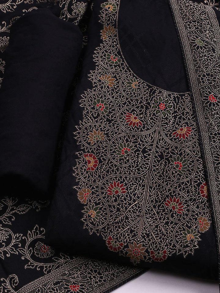 Pashmina Woven Design Unstitched Kurta With Pant &amp; Dupatta