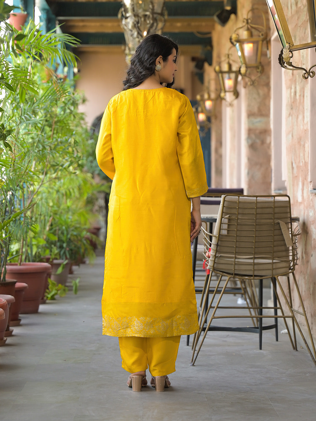 Embroidered Cotton Kurta With Pant &amp; Dupatta