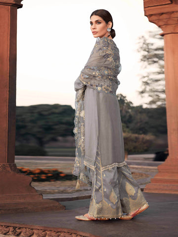 Neck Embroidered Organza Unstitched Suit Piece With Dupatta