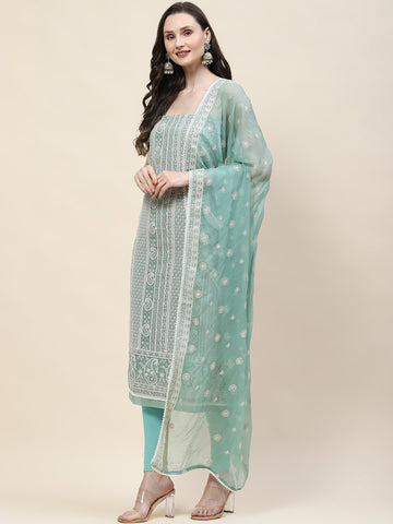 Embroidered Georgette Unstitched Suit Piece With Dupatta