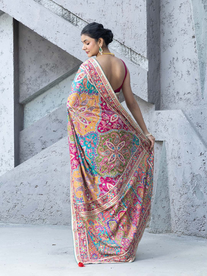 Printed Satin Saree