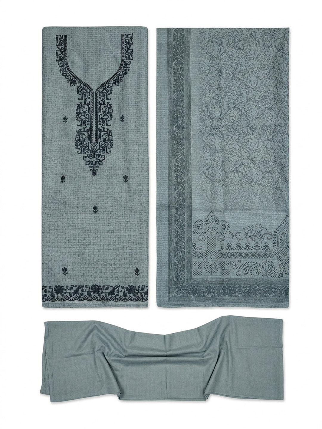 Embroidered Linen Blend Unstitched Suit Pant &amp; Dupatta