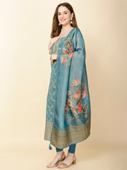 Embroidery Tissue Unstitched Suit Piece With Dupatta