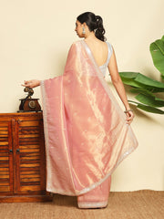 Stone & Sequin Embroidered Tissue Saree