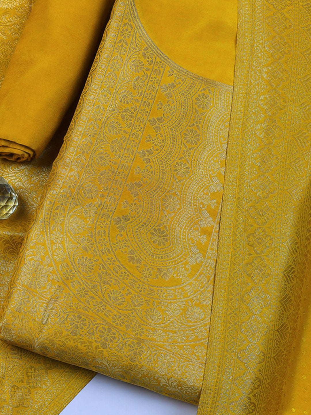 Woven Design Chanderi Unstitched Suit With Pant &amp; Dupatta