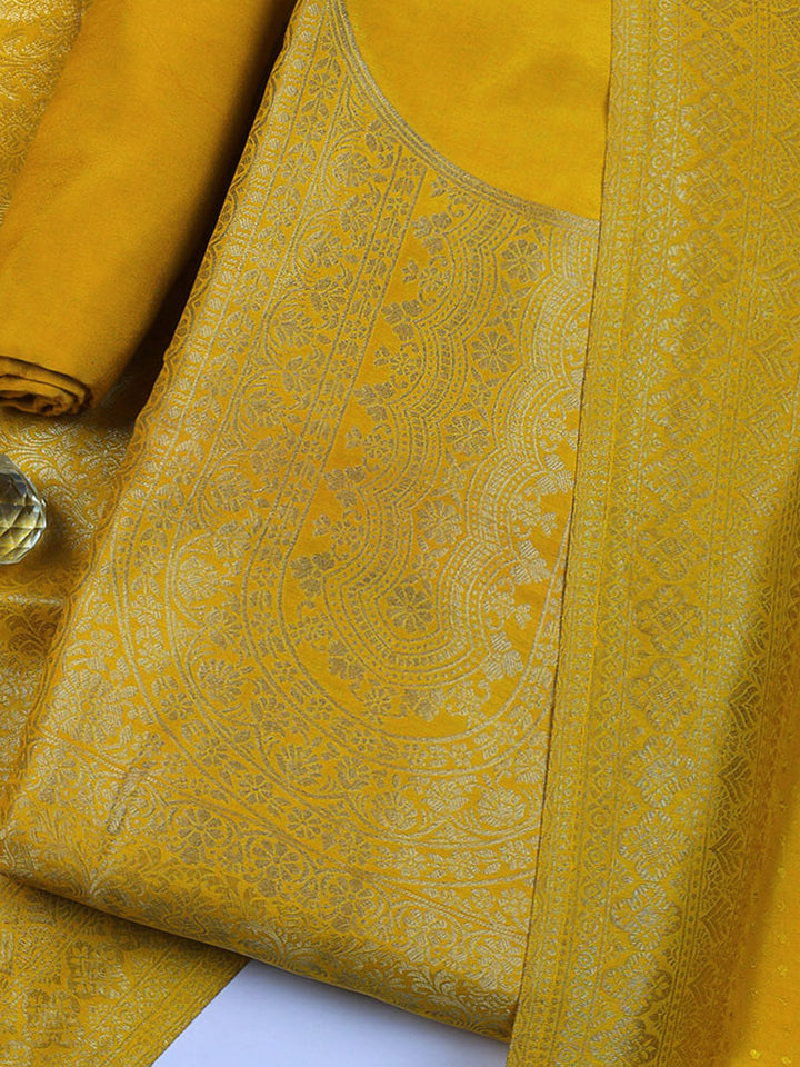 Woven Design Chanderi Unstitched Suit With Pant &amp; Dupatta
