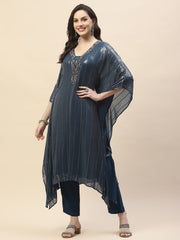 Sequin Work Georgette Kaftan Kurta With Pants