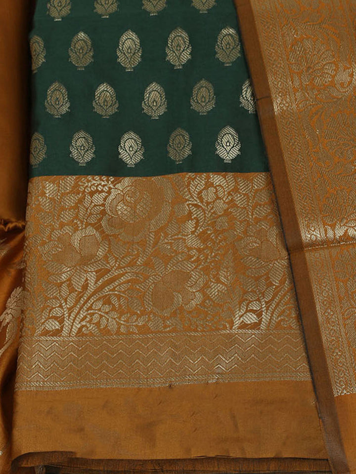 Woven Banarasi Chanderi Unstitched Suit With Dupatta
