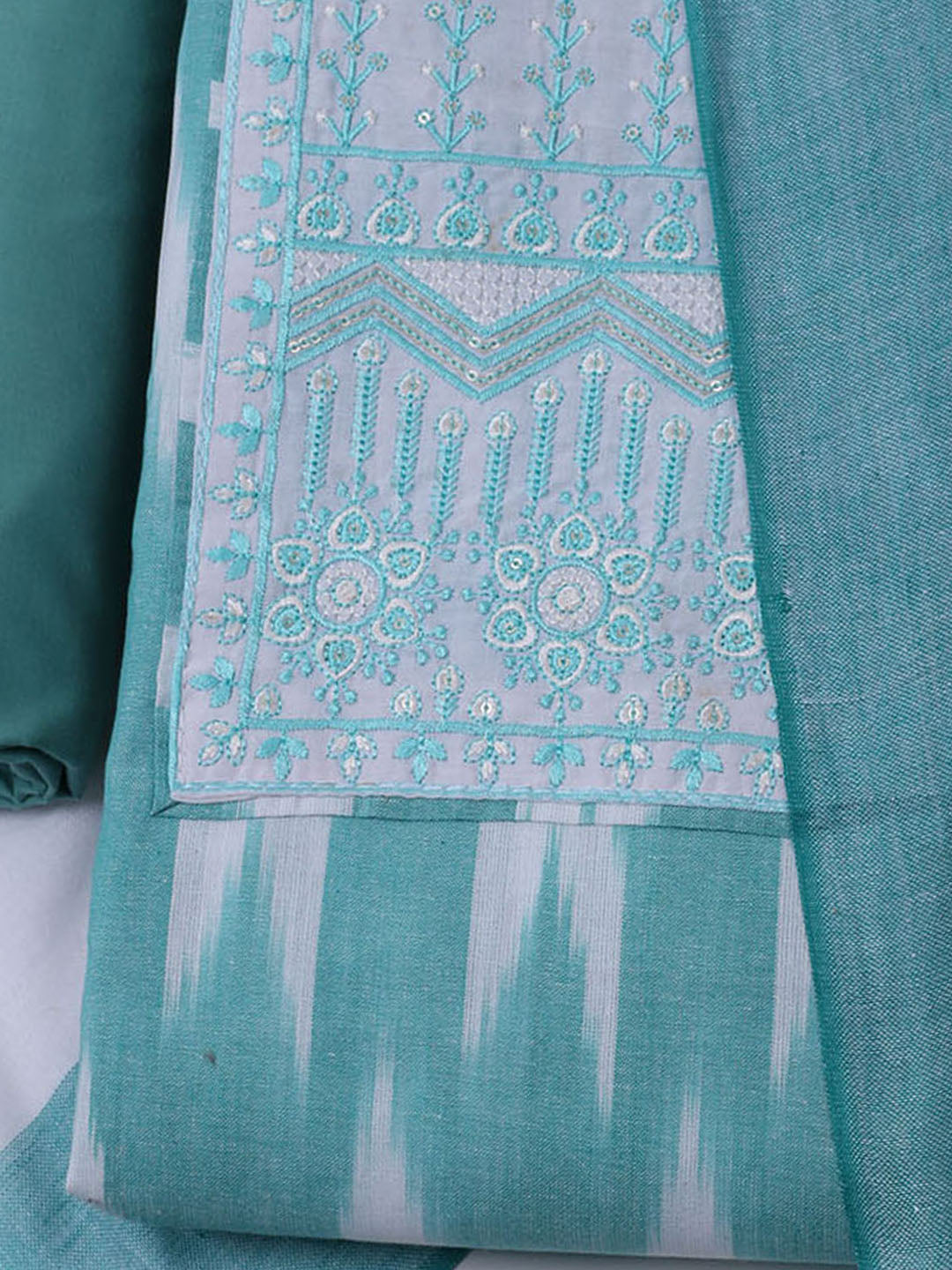 Printed Cotton Blend Unstitched Suit With Dupatta