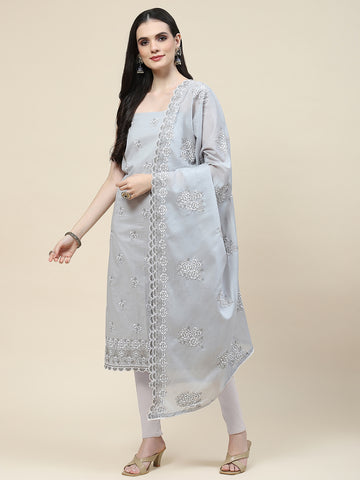 Ghera Embroidered Cotton Unstitched Suit Piece With Dupatta