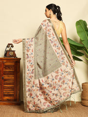 Floral Printed Tussar Saree