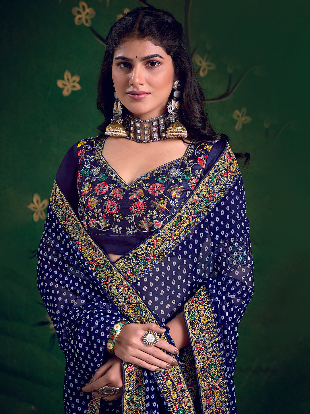 Bandhani Print Georgette Saree