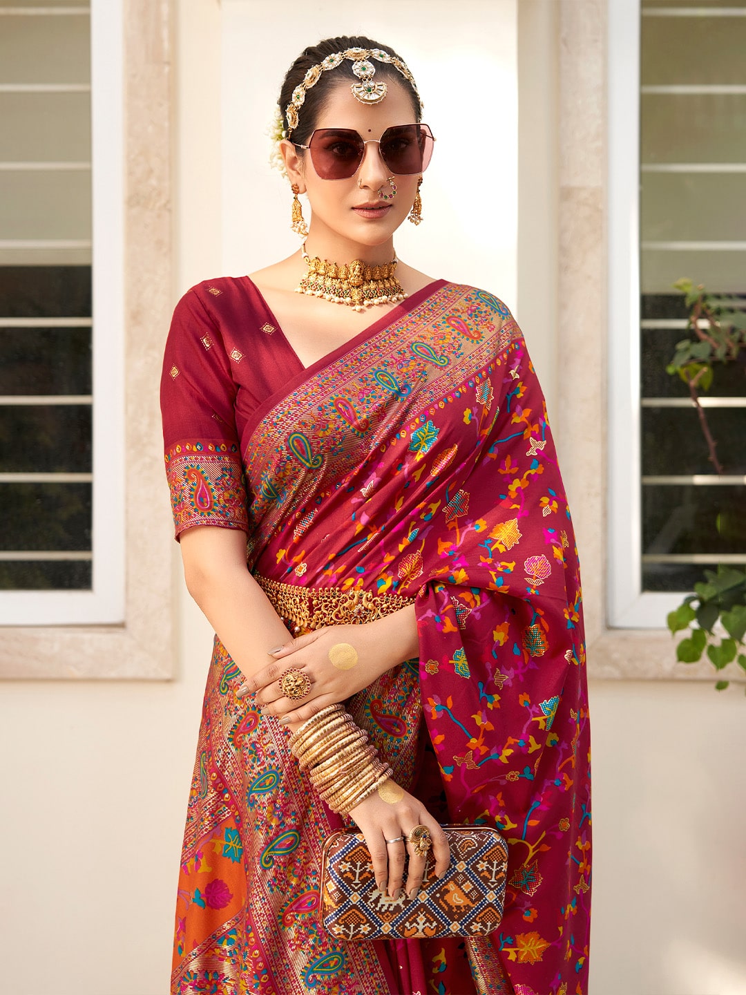 Patola Print Art Silk Saree
