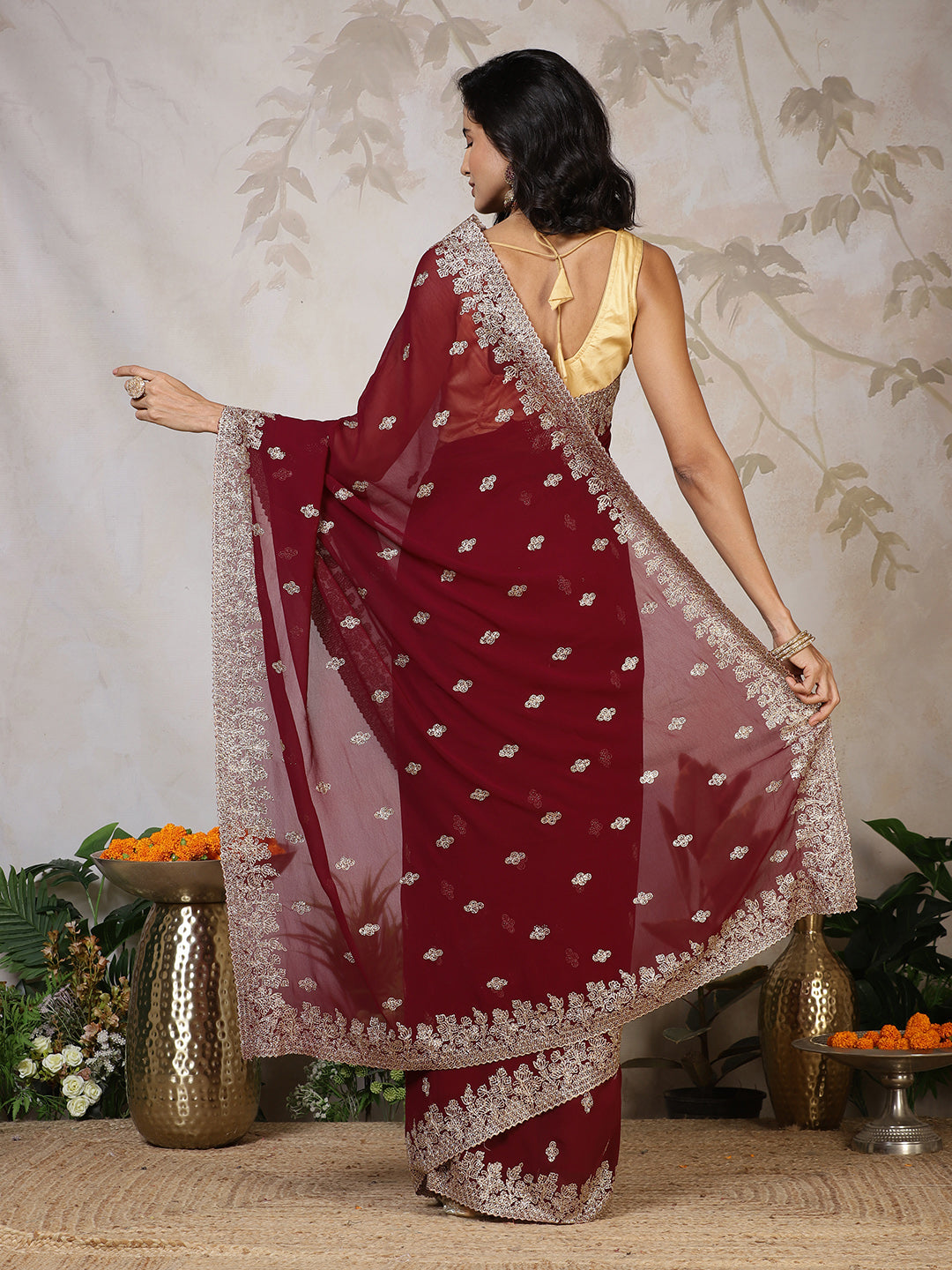 Zari Embroidered Georgette Saree