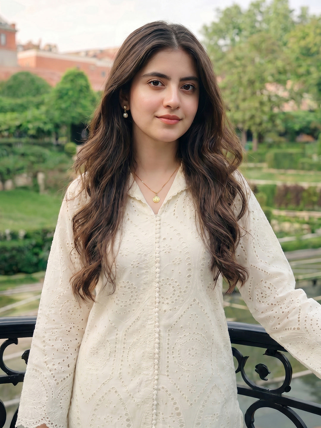 Embroidered Cotton Blend Kurta Set