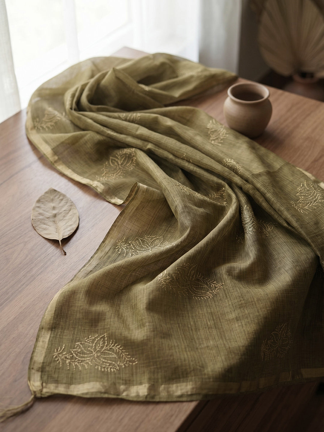 Printed Cotton Blend Unstitched Suit With Pant &amp; Dupatta