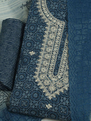 Printed Cotton Unstitched Suits Printed Suit With Pant & Dupatta